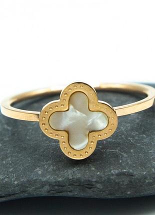 Кольцо сталь №34 17.18.19р со вставкой ван клифф клевер куплю кольца сталь бижутерия клевер