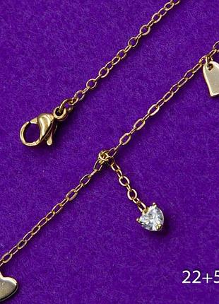 Браслет xuping №44 на ногу з вісюльками та білими цирконами браслети на ногу ксюпінг недорого біжутерика