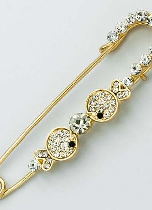 Брошка-булавка №224 з білими стразами брошки на кардиган шпильки