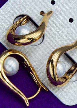 Сережки xuping no90 з перлиною медичне золото сережки