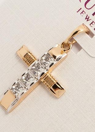 Крестик xuping №642 с белыми камнями .