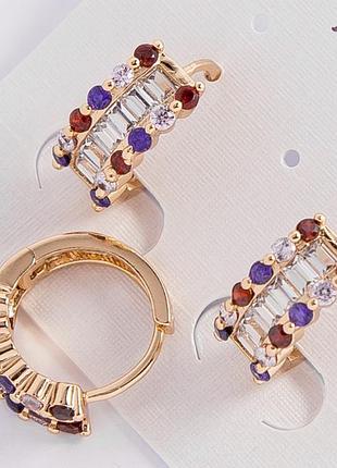 Серьги xuping №980 полукольцо с камнями .