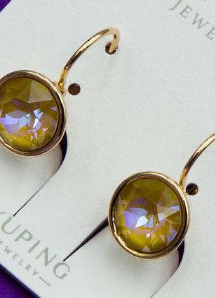 Сережки xuping №2465 swarovski шампань медзолото недорого в інтернет магазині позолотка
