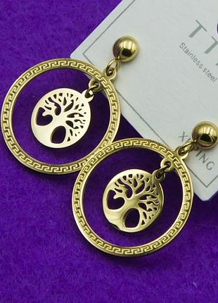 Серьги xuping сталь №290 с орнаментом дерево жизни бижутерия харьков .