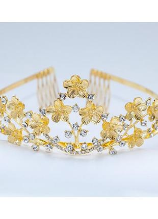 Диадема №507 под золото с цветочками .