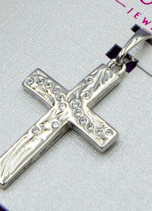 Хрестик xuping №334 з білими цирконами медзолото позолотку