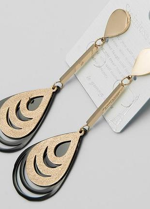 Серьги сталь №486 в виде капель .