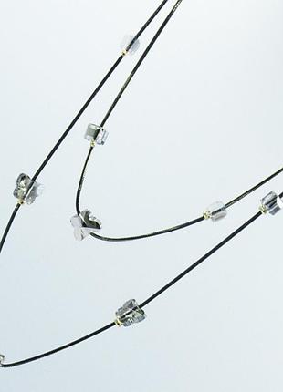 Подвеска №230 70см двойная с вставками бабочки в сером хрустале подвески недорого