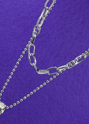 Подвеска №284 43 + 7 см под серебро в виде цепи бижутерия харьков .