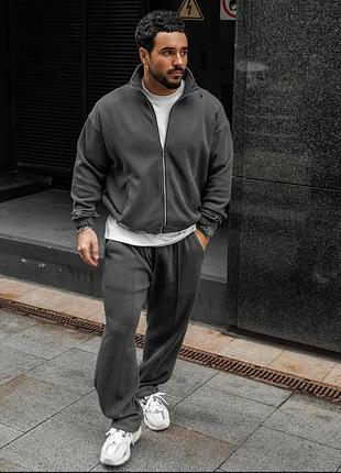 Мужской костюм двойка в трех цветах кофта на молнии + штаны ткань дабл флис