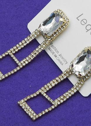 Сережки no38 віскі з квадратним каменем оригінального дизайну