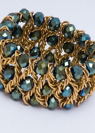 Браслет no 234 синій кришталь у золотій обкладинці.