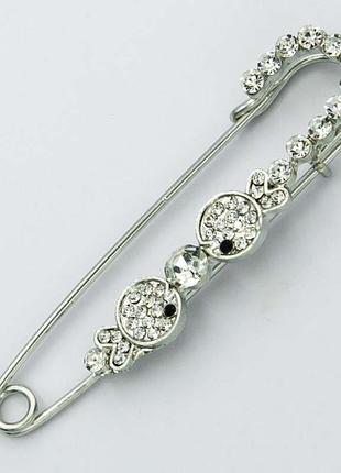 Брошка-булавка №225 з білими стразами брошки на кардиган шпильки