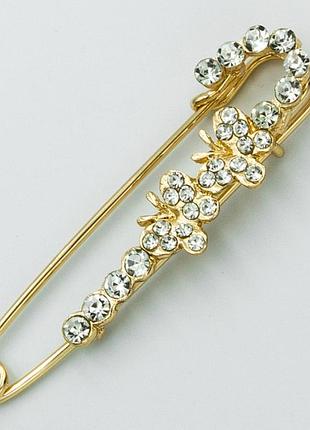 Брошка-булавка №219 з білими стразами брошки на кардиган шпильки