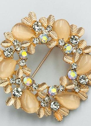 Брошка №246 з місячним камінням кругла брошки з китаю