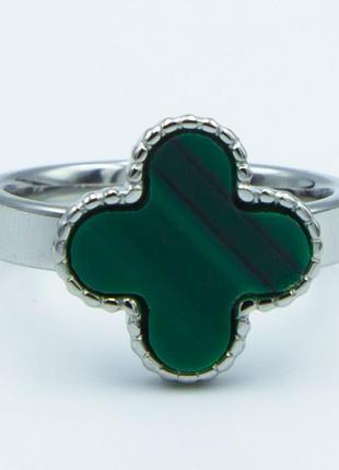Кольцо сталь №68 20.21р с зеленой вставкой на белом металле медичне золото недорого