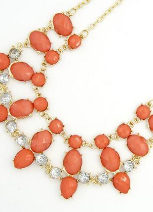 Подвеска № 468 тыквенные камни с белыми стразами.