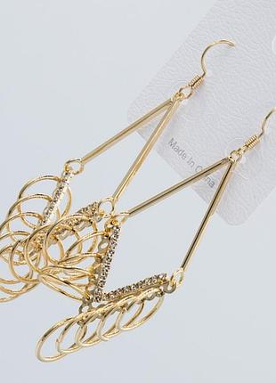 Сережки no1718 жовті з оригінальними ромбами.