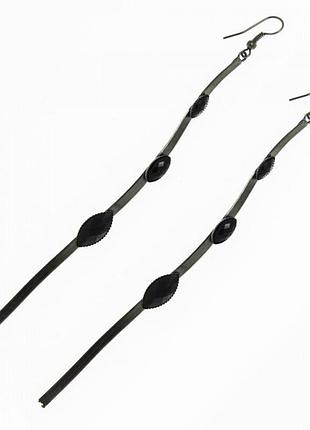 Серьги № 1030 оригинальные с черными камнями .