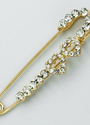 Брошка-булавка №218 з білими стразами брошки на кардиган шпильки