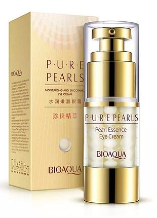 Зволожуючий та омолоджуючий крем для шкіри навколо очей bioaqua pure pearls з натуральною перловою пудрою 25 г