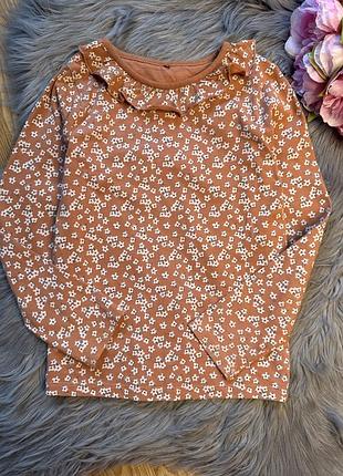 Неймовірний стильний бавовняний реглан в квіточку з комірцем на дівчинку 6/7р george