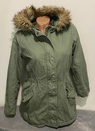 Парка из искусственного меха gap kids с капюшоном со съемным мехом , от 13 лет