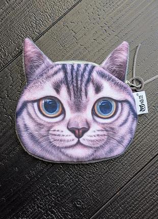 Мягкий 3d кошелек кот британская короткошёрстная табби кошка монетница американский котик голова бумажник на змейке