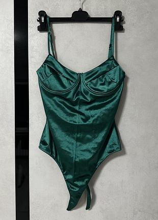 Топ боді смарагдовий, атласний