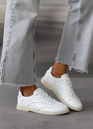 Премиально кожаные белые кеды анатомическая форма