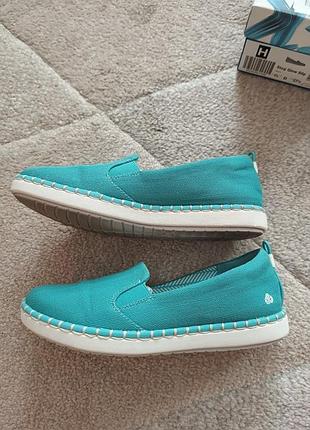 Слипоны текстильные clarks 37,5 бирюзовые.