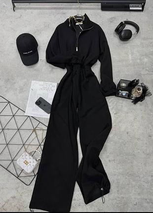 Жіночий повсякденний класичний брючний комбінезон комбез тканина тринитка на флісі