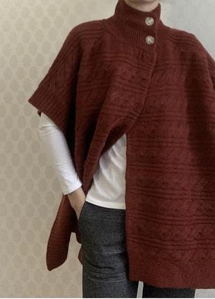 Пончо, светр white stuff в коси з додаванням вовни, onesize