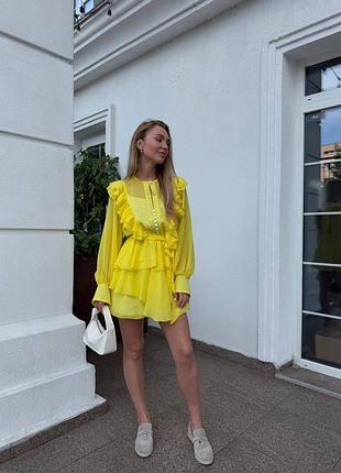 Шифоновое  платье с воланами бохо