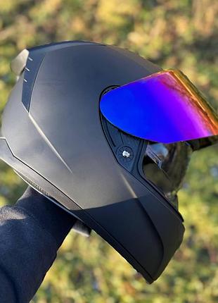 Мото шлем интеграл orlvs helmets черный с очками s + подарки: балаклава, чехол