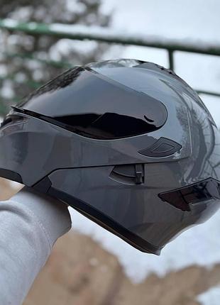 Мото шлем модуляр (трансформер) orlvs helmets серый с очками s + подарки: балаклава, чехол