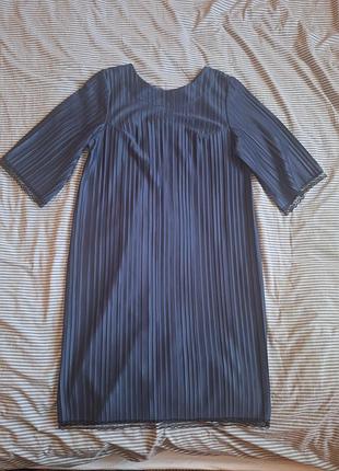 Синее нарядное платье с сетевым