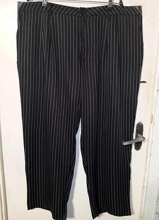 Легкие широкие брюки палаццо с карманами и защелками высокая посадка мега батал romwe