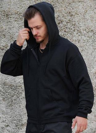 Мужское утепленное зип худи на флисе зипер without kane black