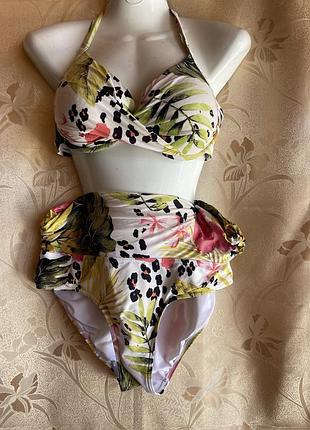 Купальник бренда next, пот-45, чашечки на поролоне, посадка высокая