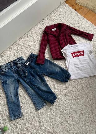 Лот одяг на хлопчика сорочка джинси