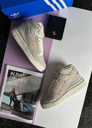 🌺женские кроссовки adidas originals forum 84 mid grey beige