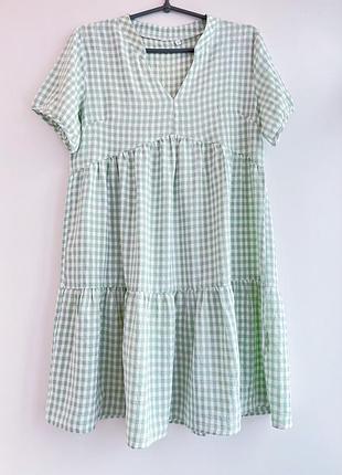 Сукня зелена біла в клітинку