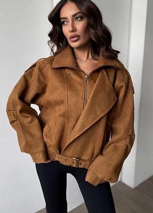 Бомбер з еко замші