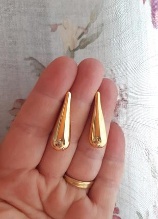 Серьги капли, идеальное состояние позолоты