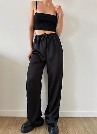 Сатинові штани палаццо брюки атласні