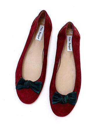 Pilar burgos spain оригинальные балетки из замши с бантиками