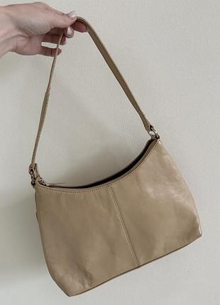 Сумка-сідло шкіряна бежева