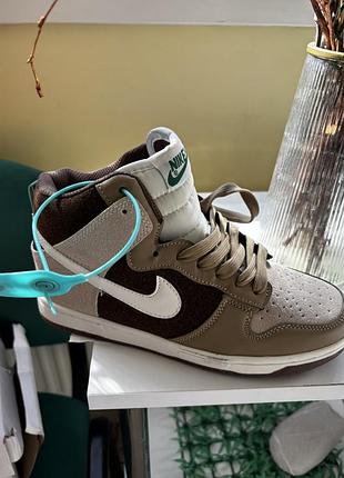Кроссовки nike dunk high «light chocolate» 38р/24 см