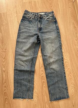 Голубі жіночі джинси mango, на високій посадці, розмір 36(с), прямі, вкорочені